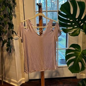 Lavender Field Soft Purple Cold Shoulder Tee